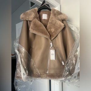 Mango Taupe Sherling Jacket